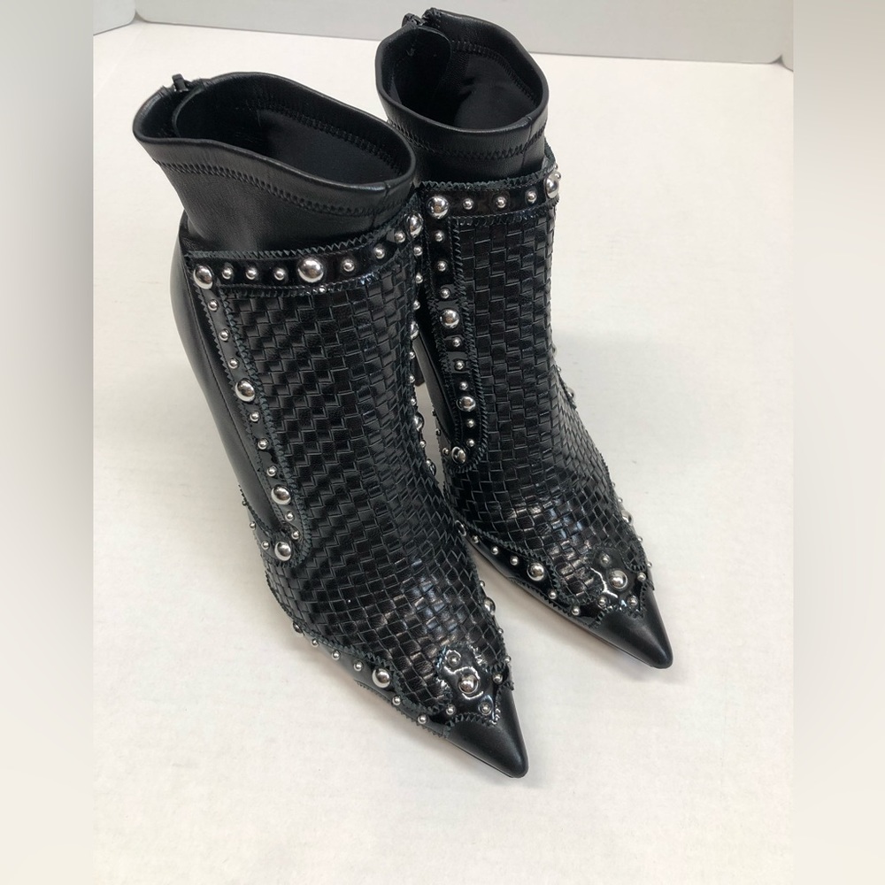Givenchy leather studded sock booties, black/silver, EUC - Picture 11 of 11
